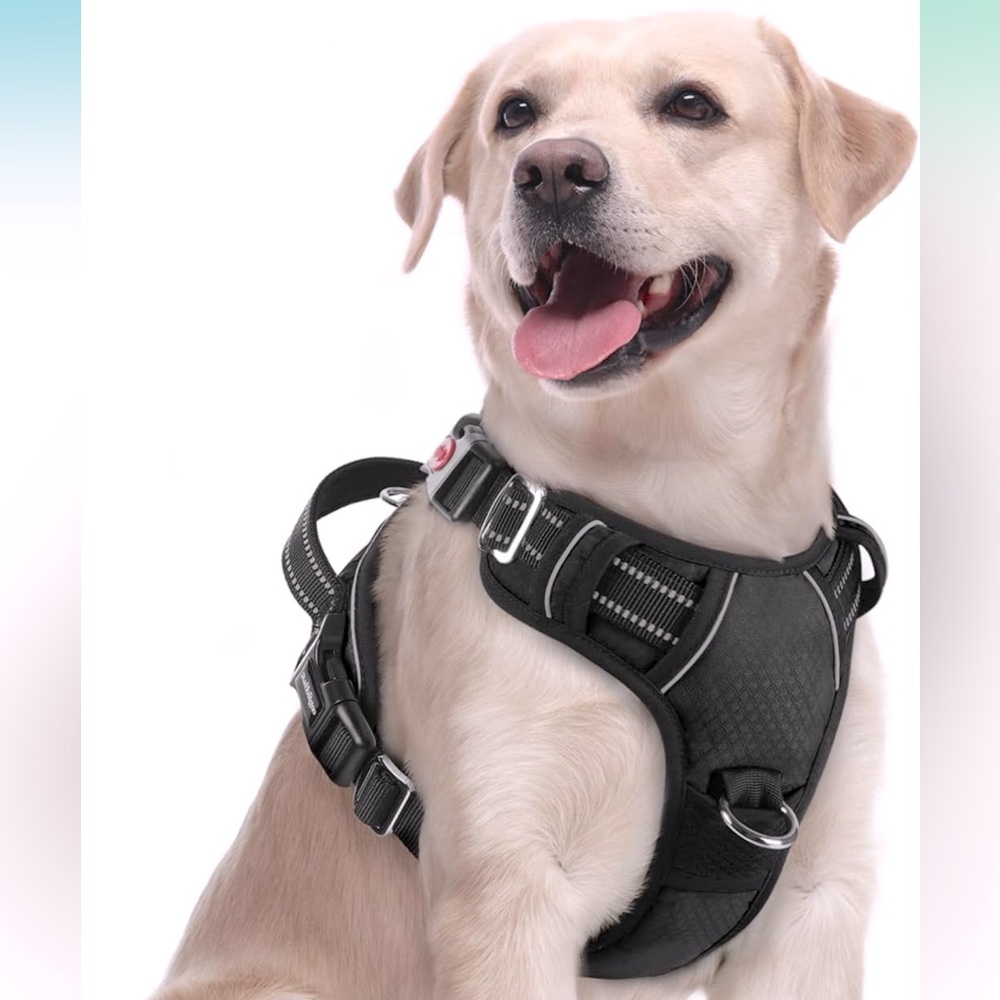 NWT rabbitgoo No Pull Adjustable Soft Padded Dog Harness w/Reflective Strip, M
